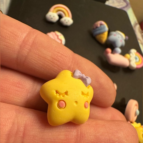 12 pcs 3D Resin Shoe Charms Set; Stars ⭐️ Moon Designs for Crocs, Sandals, Bags - Picture 6 of 8